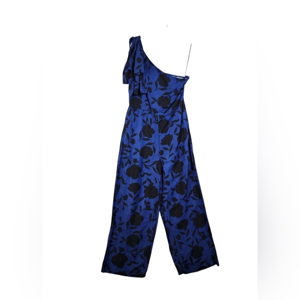 Kate Spade Floral One-Shoulder Jumpsuit in Blue and Blackπβ¨π€55%Linen / 45% Rayon - Picture 2 of 12